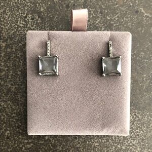Chic Silver Square Crystal Earrings